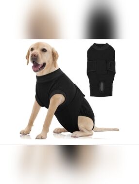 Black Dog Recovery Suit for Dogs - Alternative to Cone - Black XXL